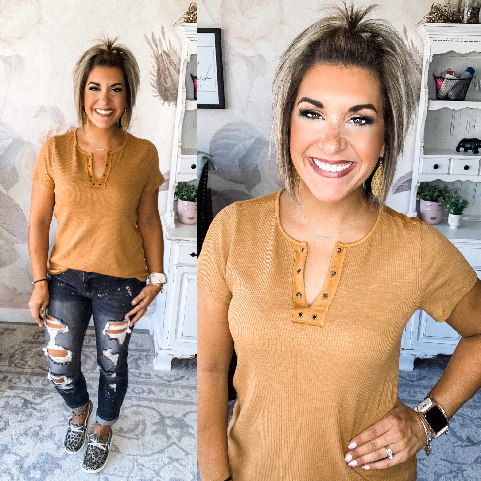 I'm Yours Eyelet Top - Golden Mustard