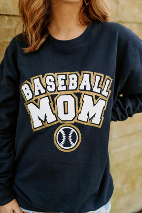 Baseball Mom Varsity Glitter Sweatshirt