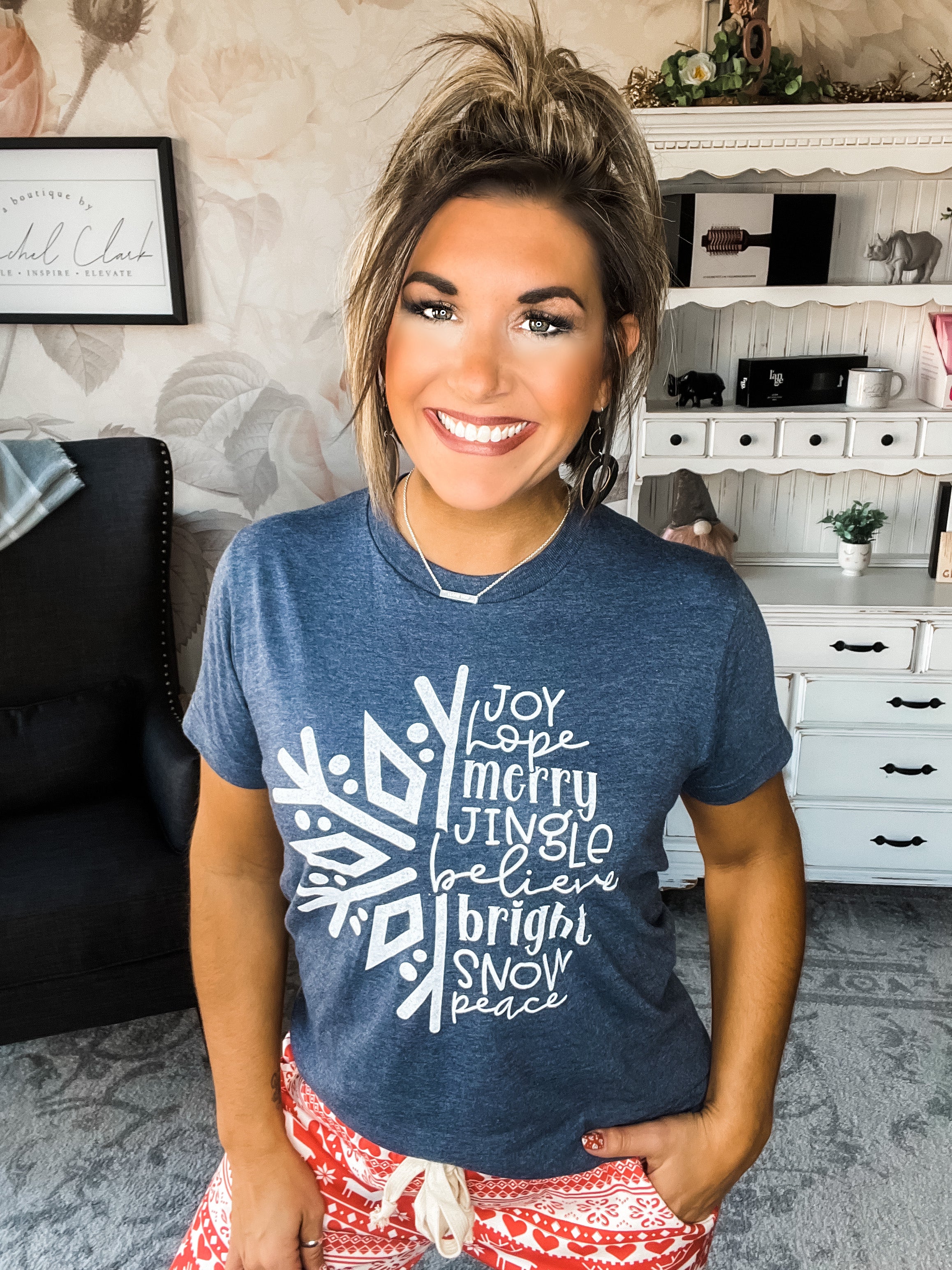 Joy Hope Merry Snowflake Graphic Tee