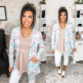 Anytime You Want Floral Cardigan - Mint