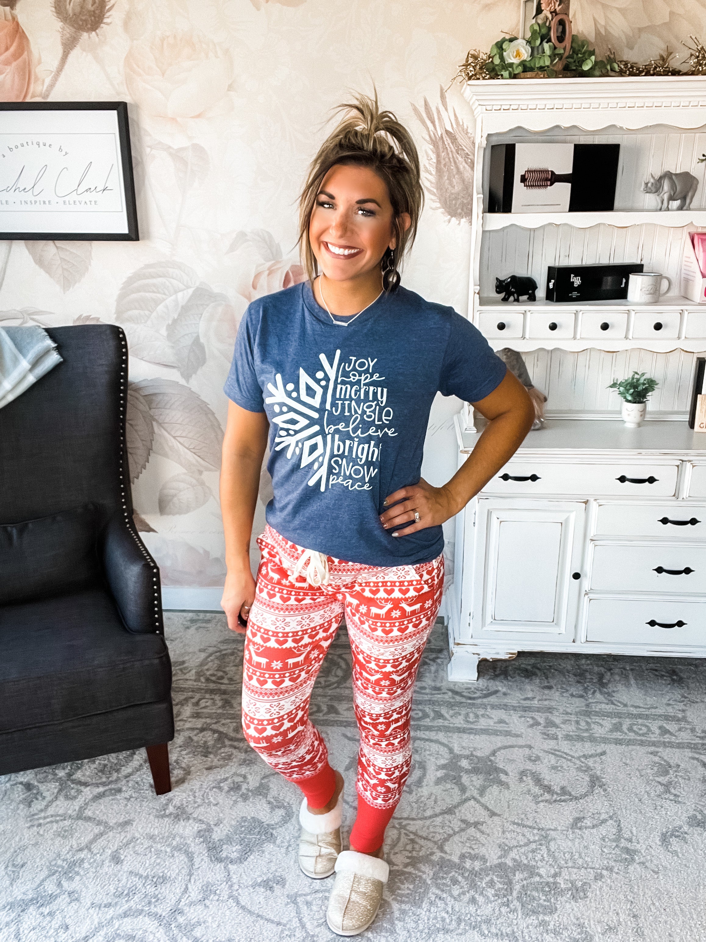 Joy Hope Merry Snowflake Graphic Tee