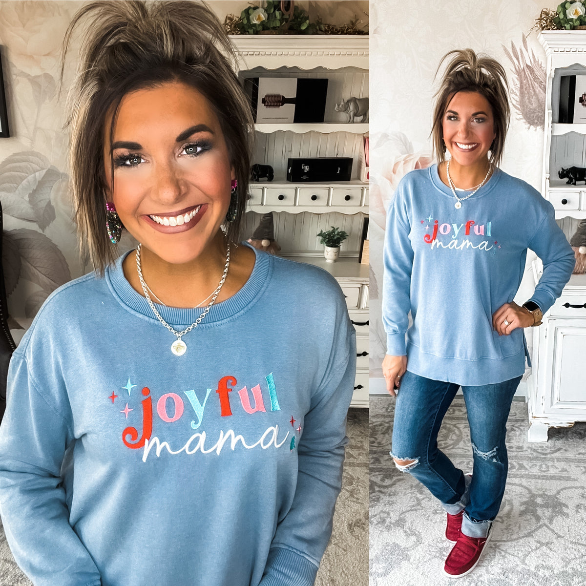 Joyful Mama Embroidered Sweatshirt