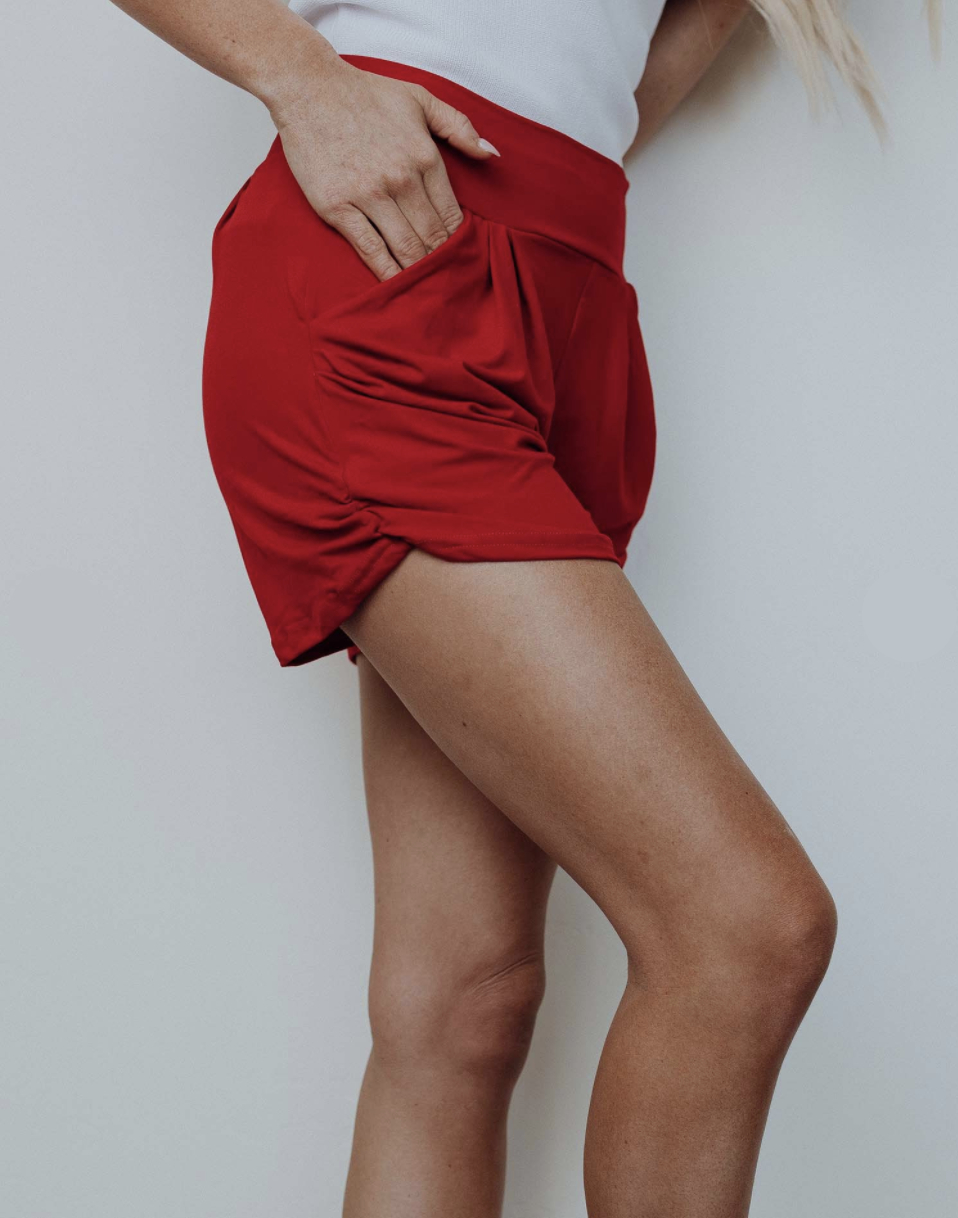 Blissfully Yours Harem Shorts - Red