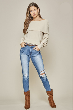 Over The Edge Top - Taupe