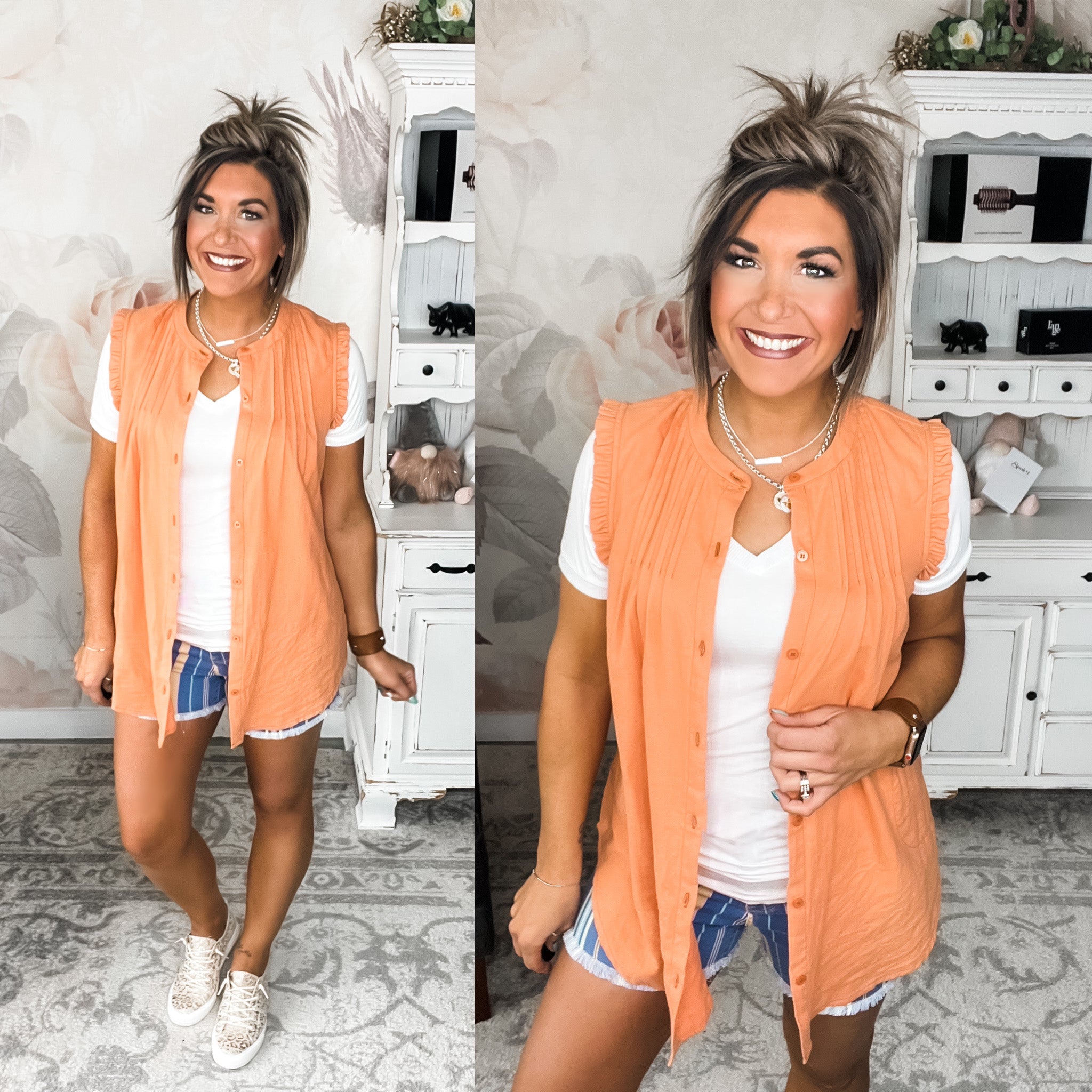 Coming to You Button Down - Coral