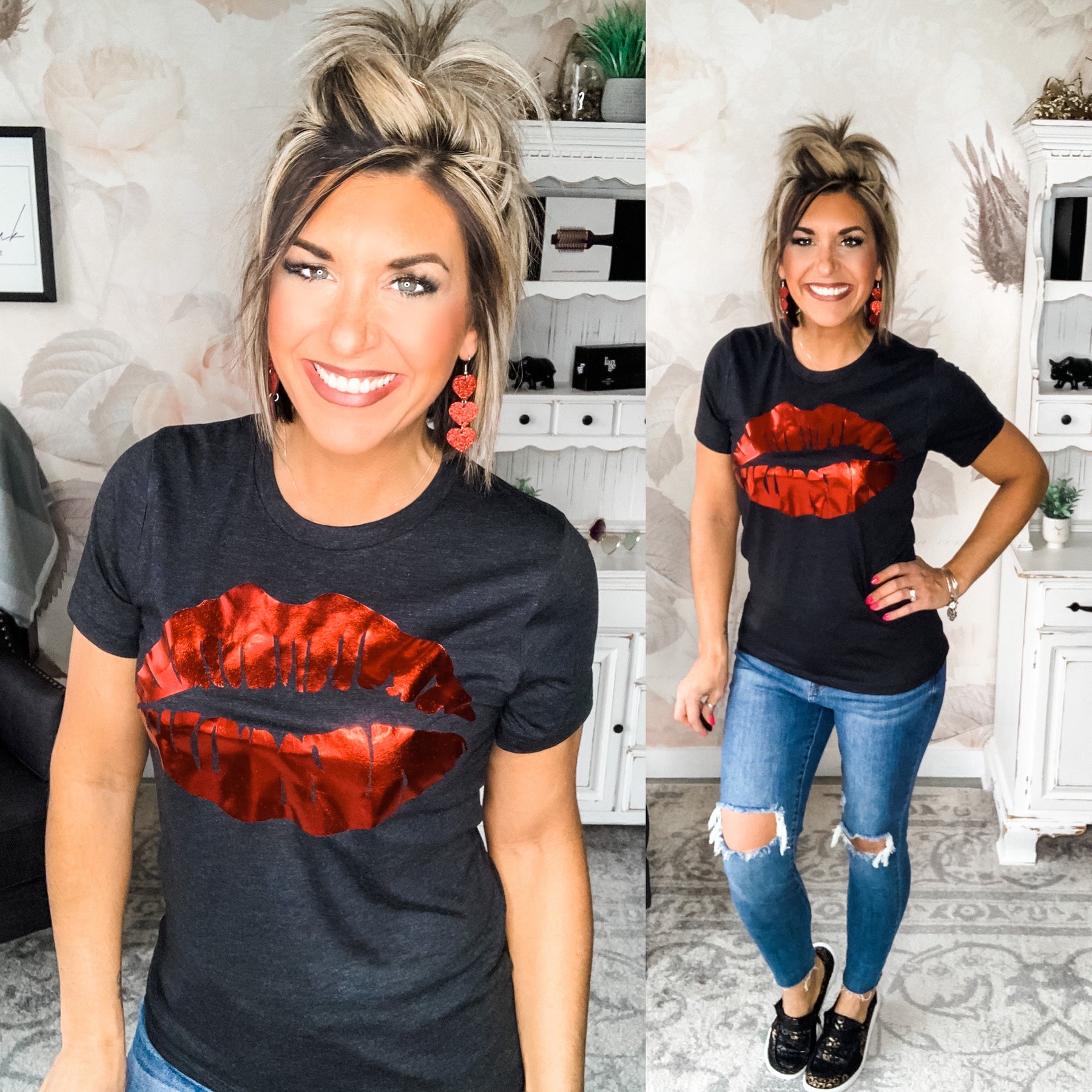 Red Foil Lips Graphic Tee