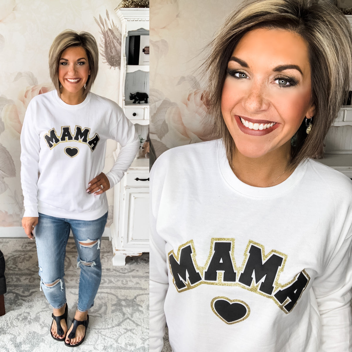 Mama Varsity Glitter Sweatshirt