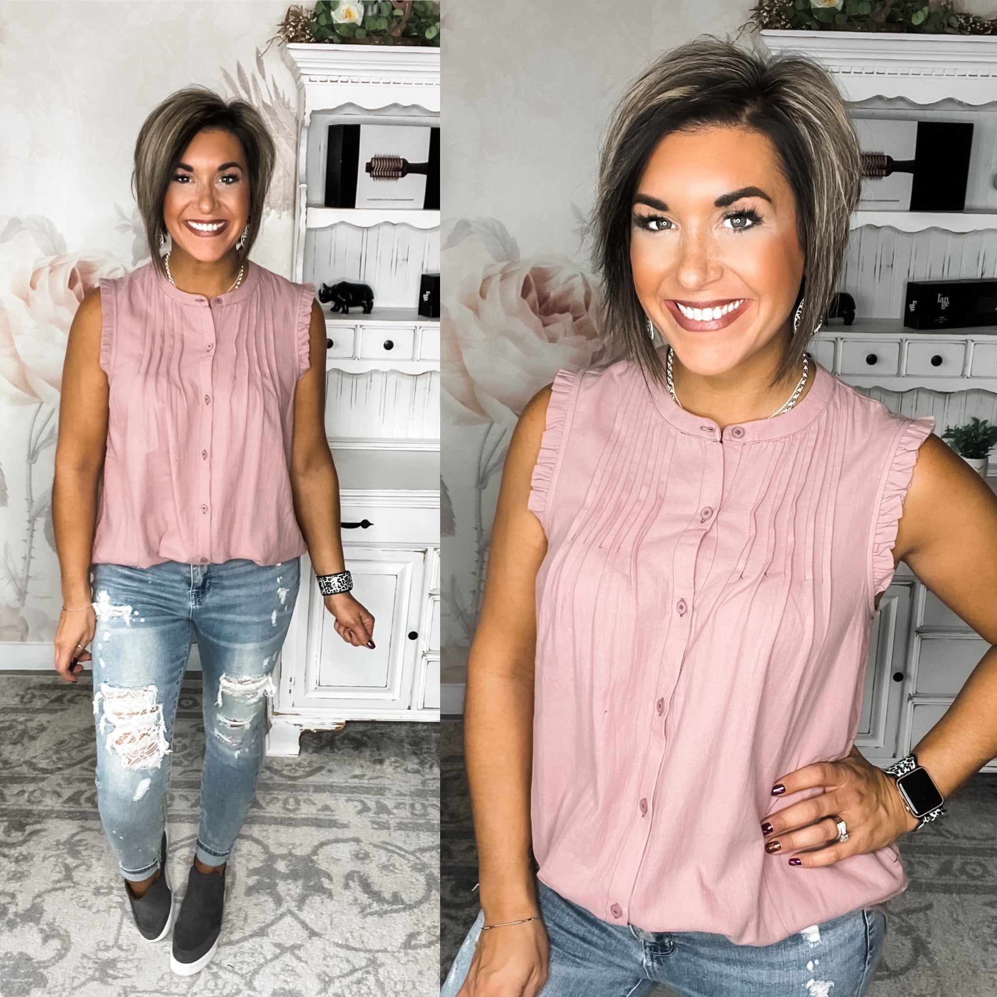 Coming to You Button Down - Mauve