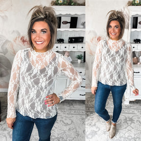 Still Beautiful Lace Long Sleeve Top - Ivory
