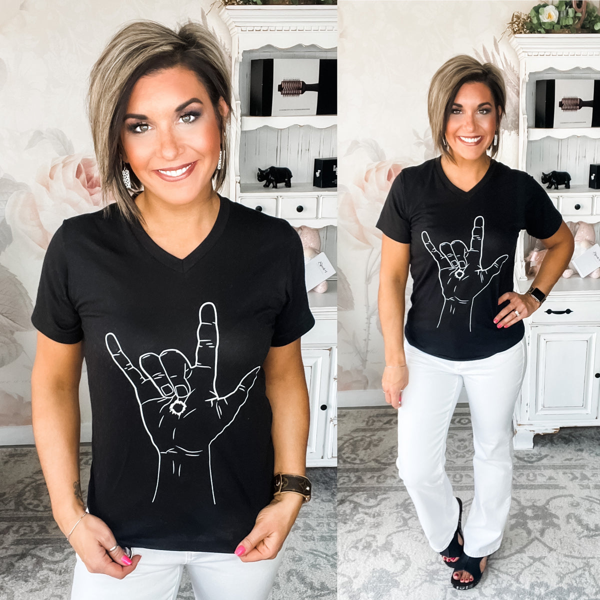 The Hands Vneck Graphic Tee