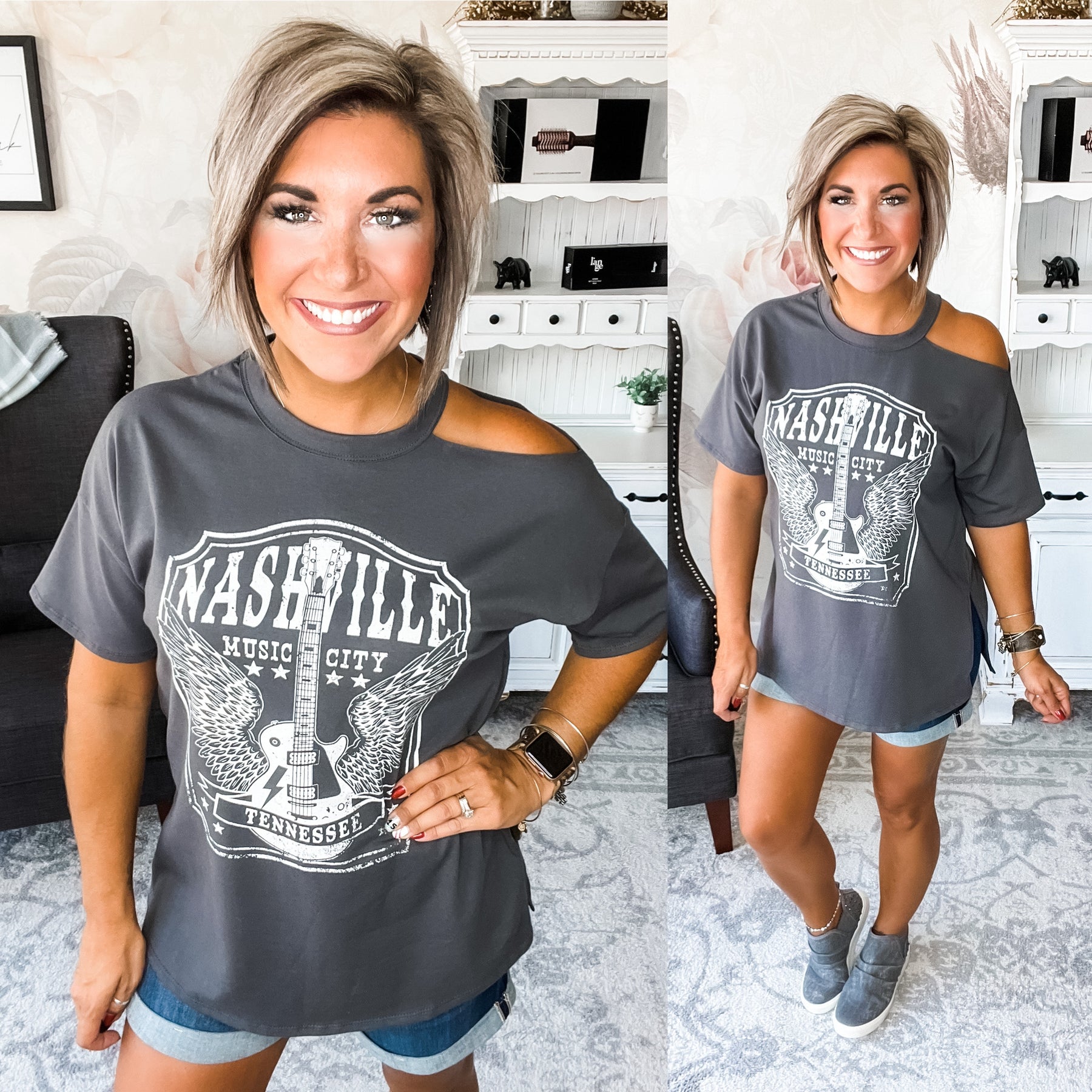 Nashville Cold Shoulder Graphic Tee