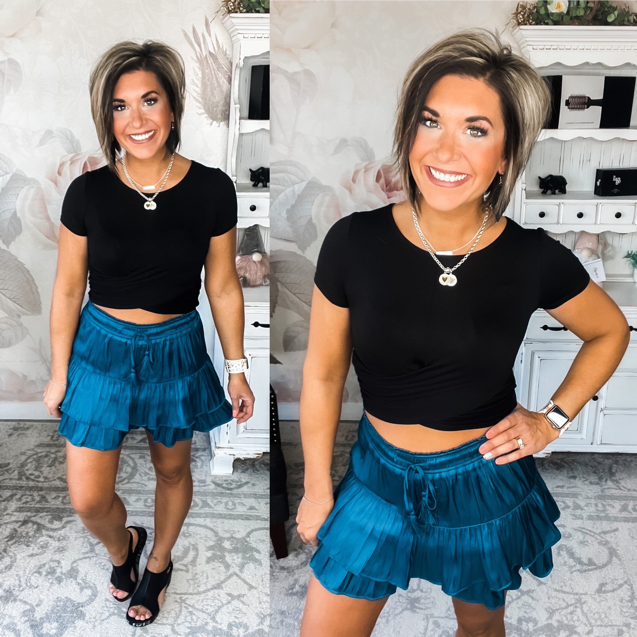 To the Moon Twist Front Crop Top - Black