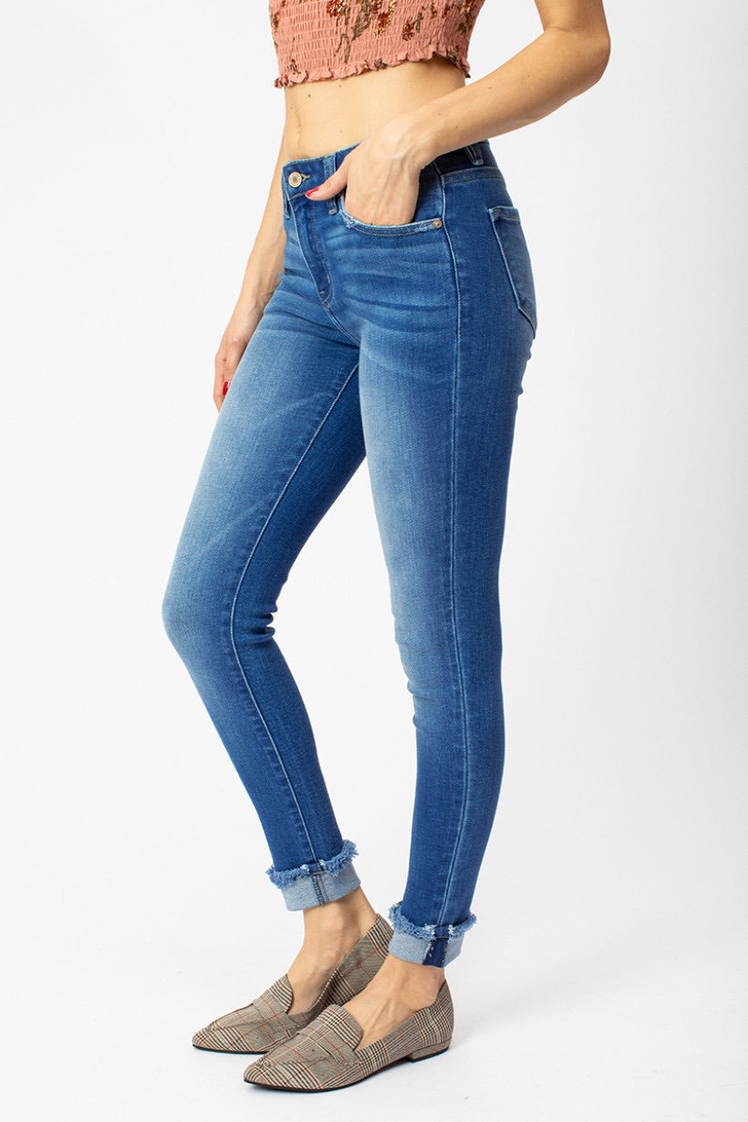 KanCan Mid Rise Cuffed Ankle Skinny Jeans