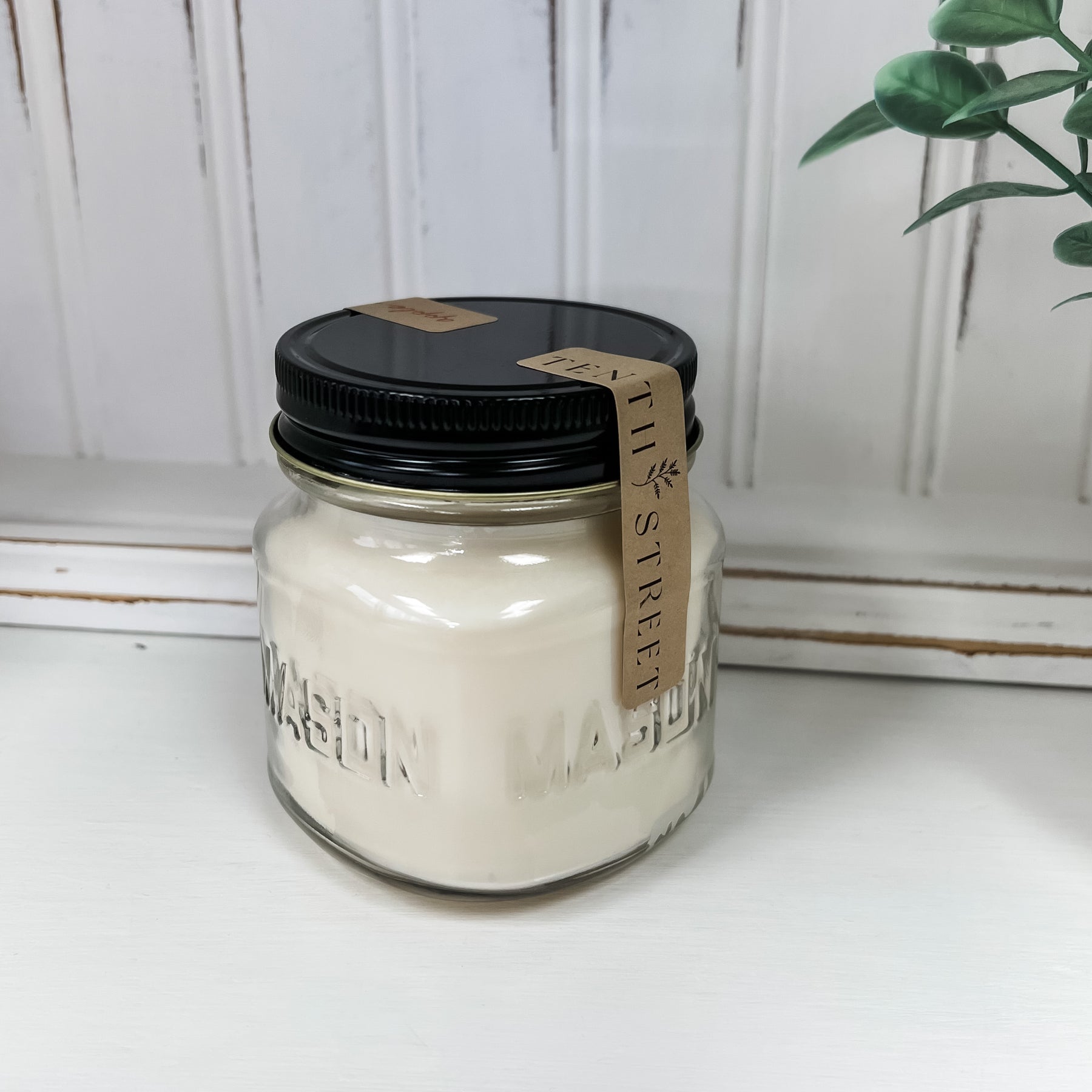 Tenth Street Candle Co. - Tobacco + Bourbon 8oz Mason Jar