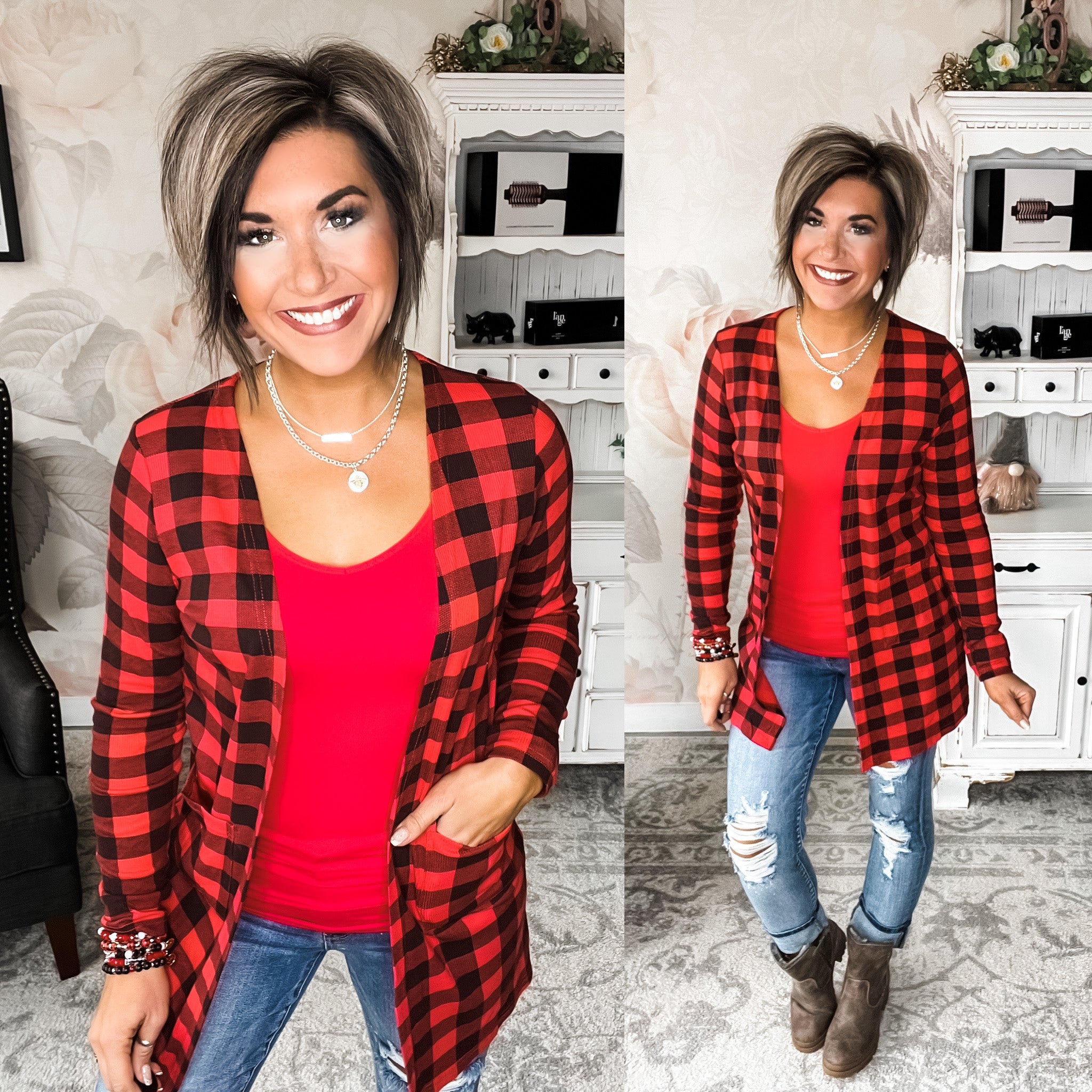 Closer to Forever Buffalo Plaid Cardigan