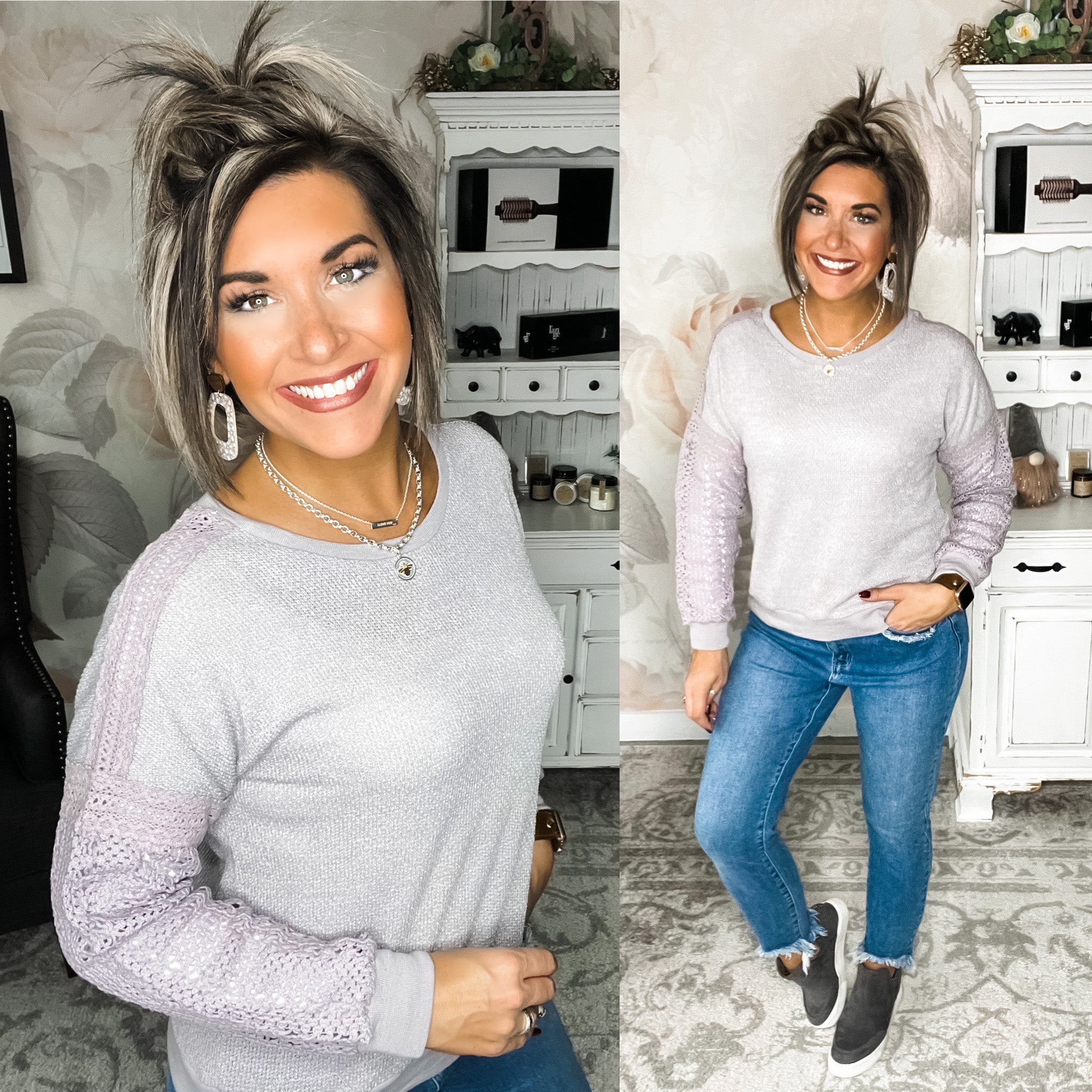 Greatest Love Lace Sleeve Sweater