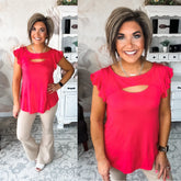 Make You Smile Cut Out Top - Coral