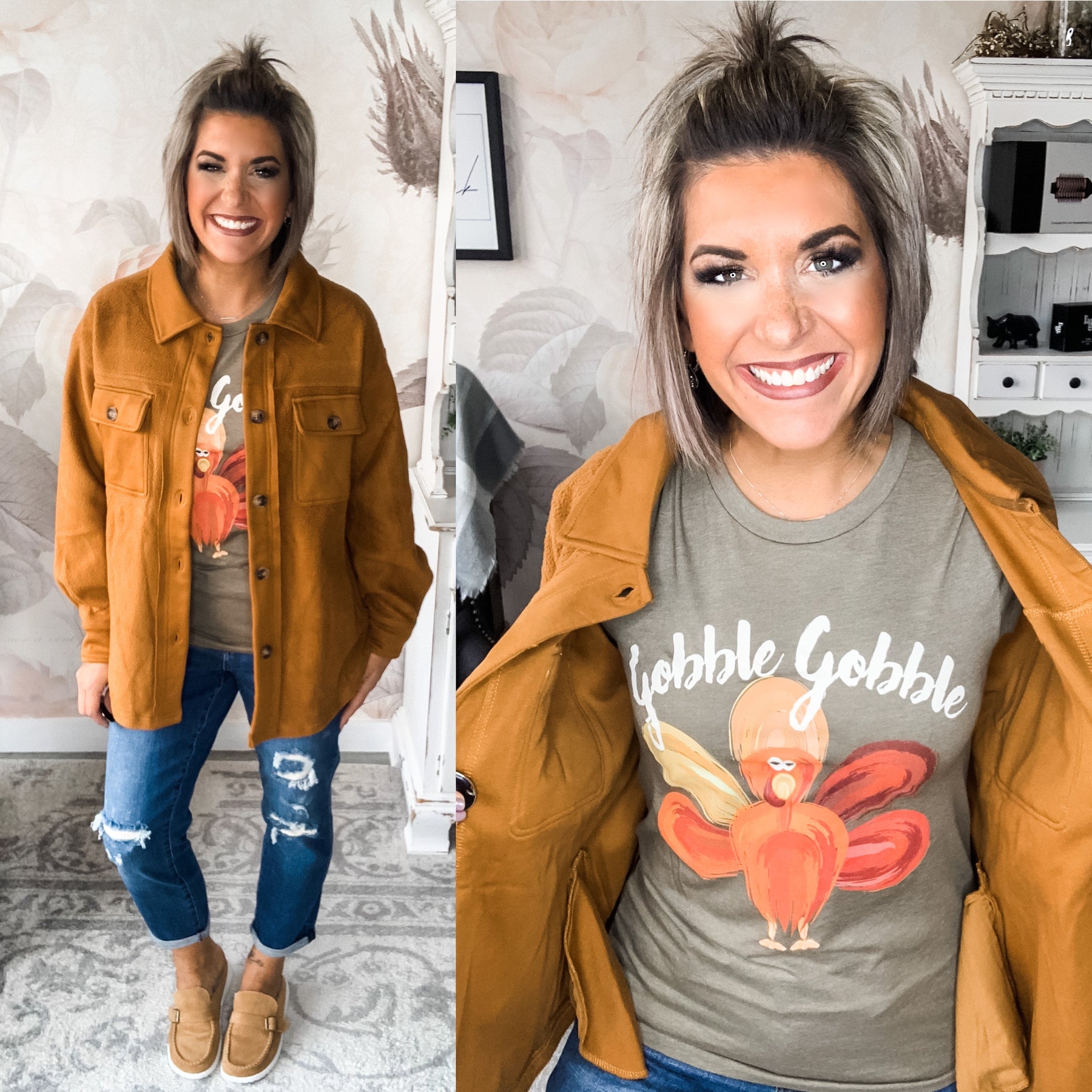 Morning Snuggles Button Down Shacket - Camel