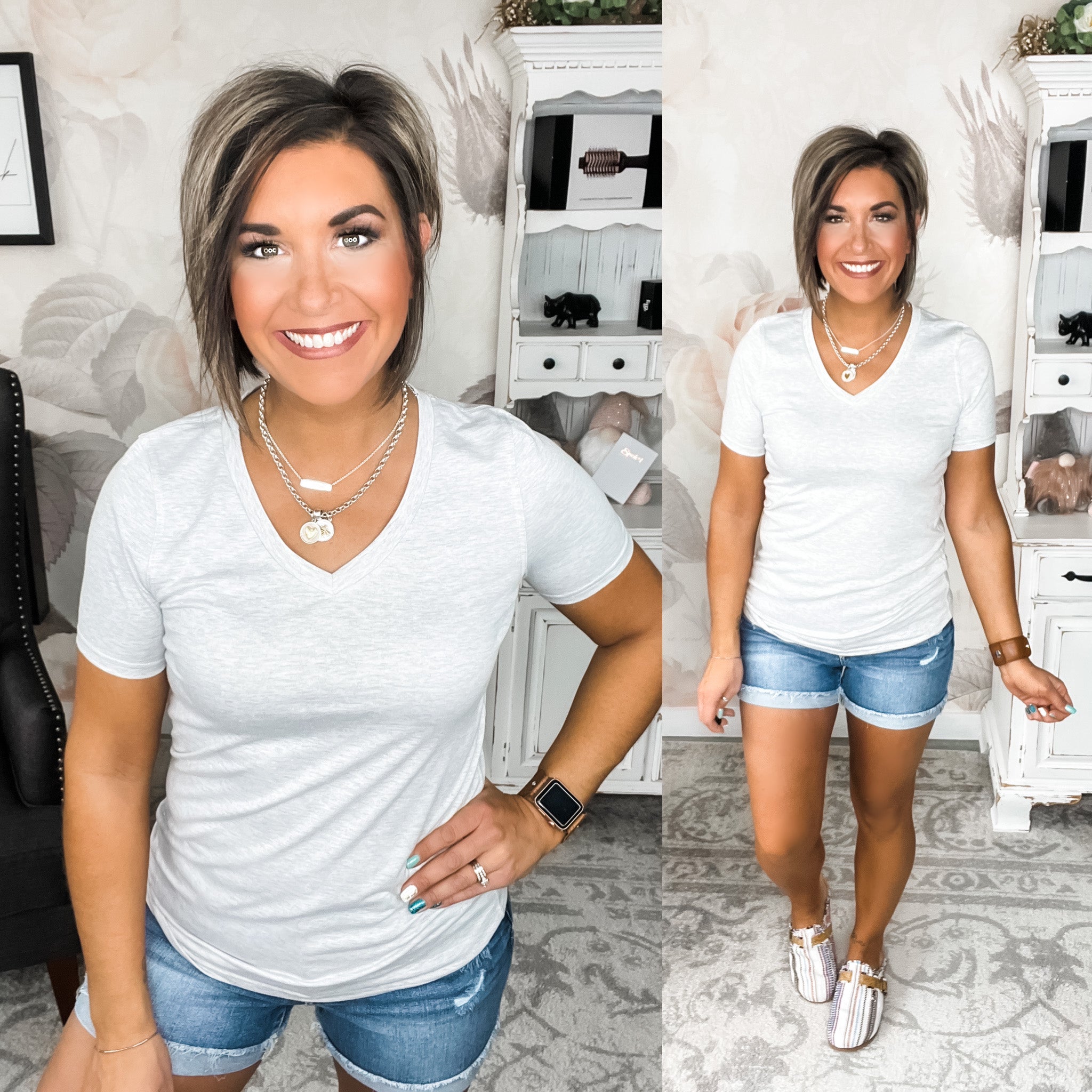 Ampersand Avenue Vneck Lulu Tee - Grey