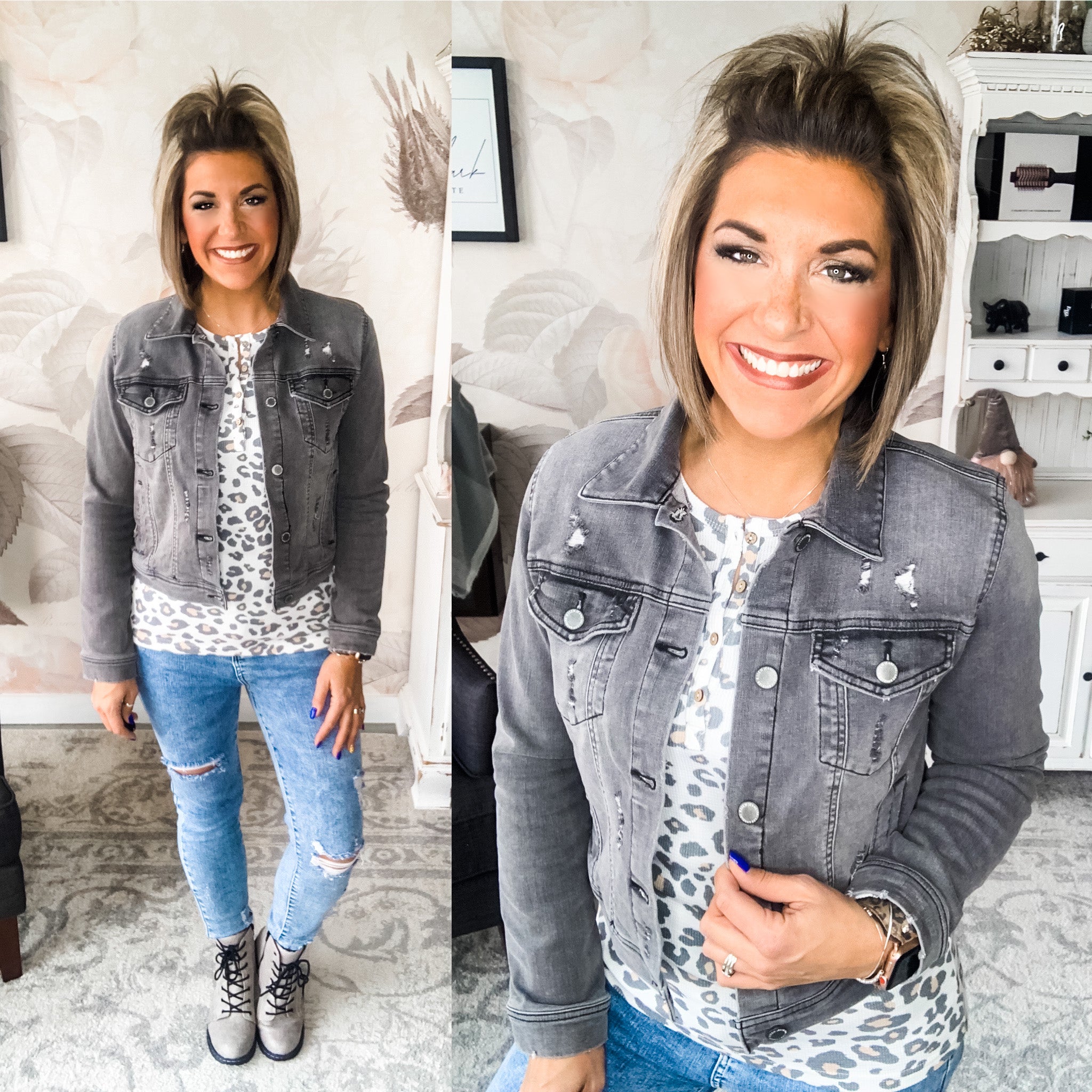 In A Flash Light Grey Jean Jacket