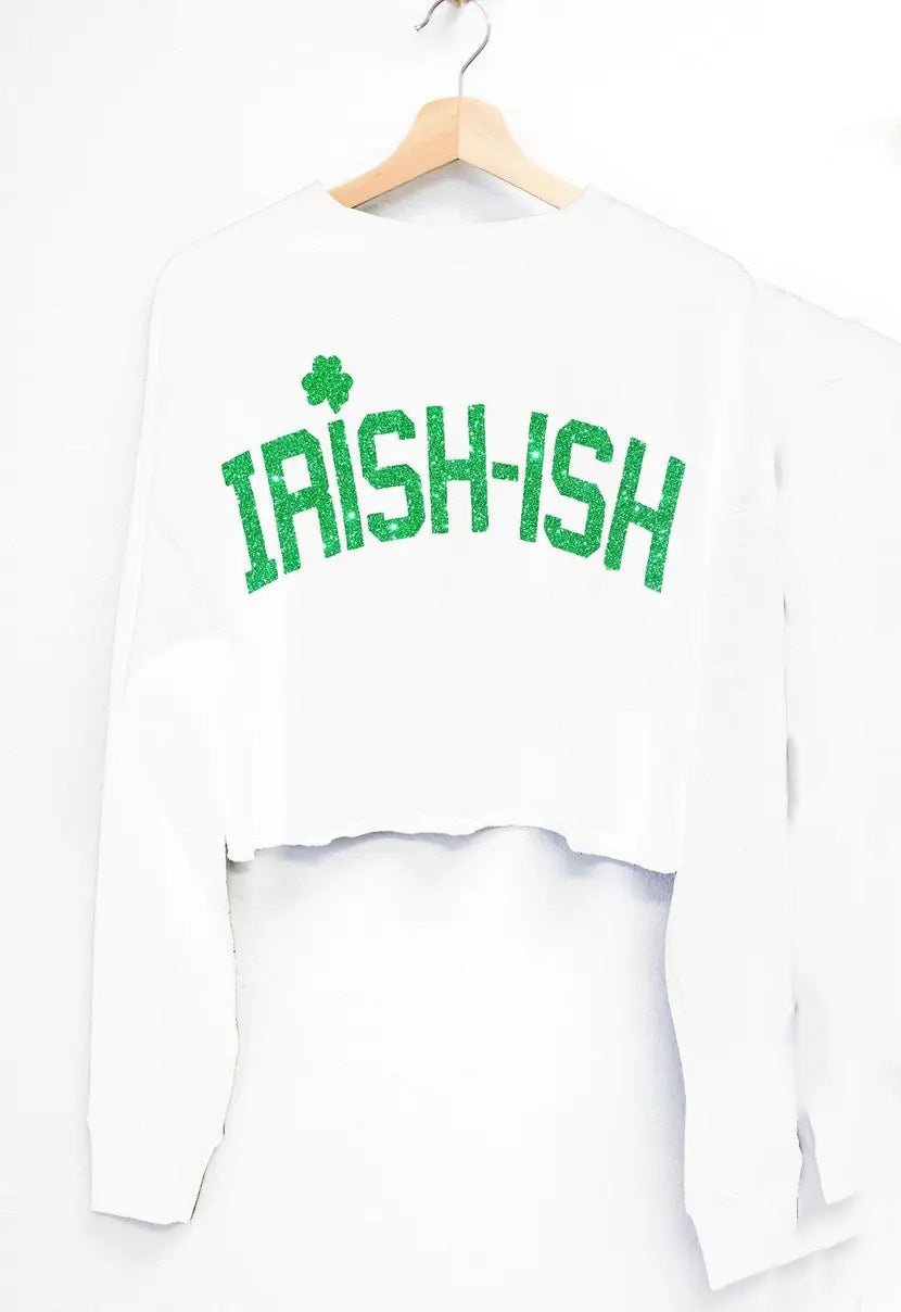 Irish-ish Glitter Cropped Sweatshirt