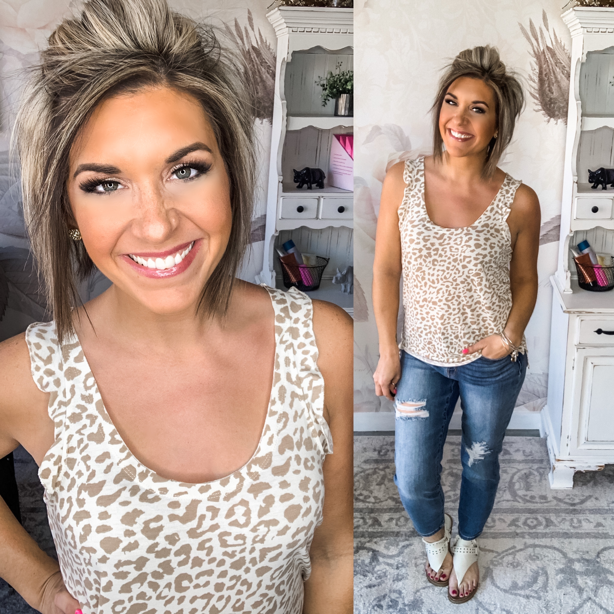 Following A Dream Tank - Taupe Leopard