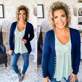 Reason To Smile Snap Cardigan - Navy