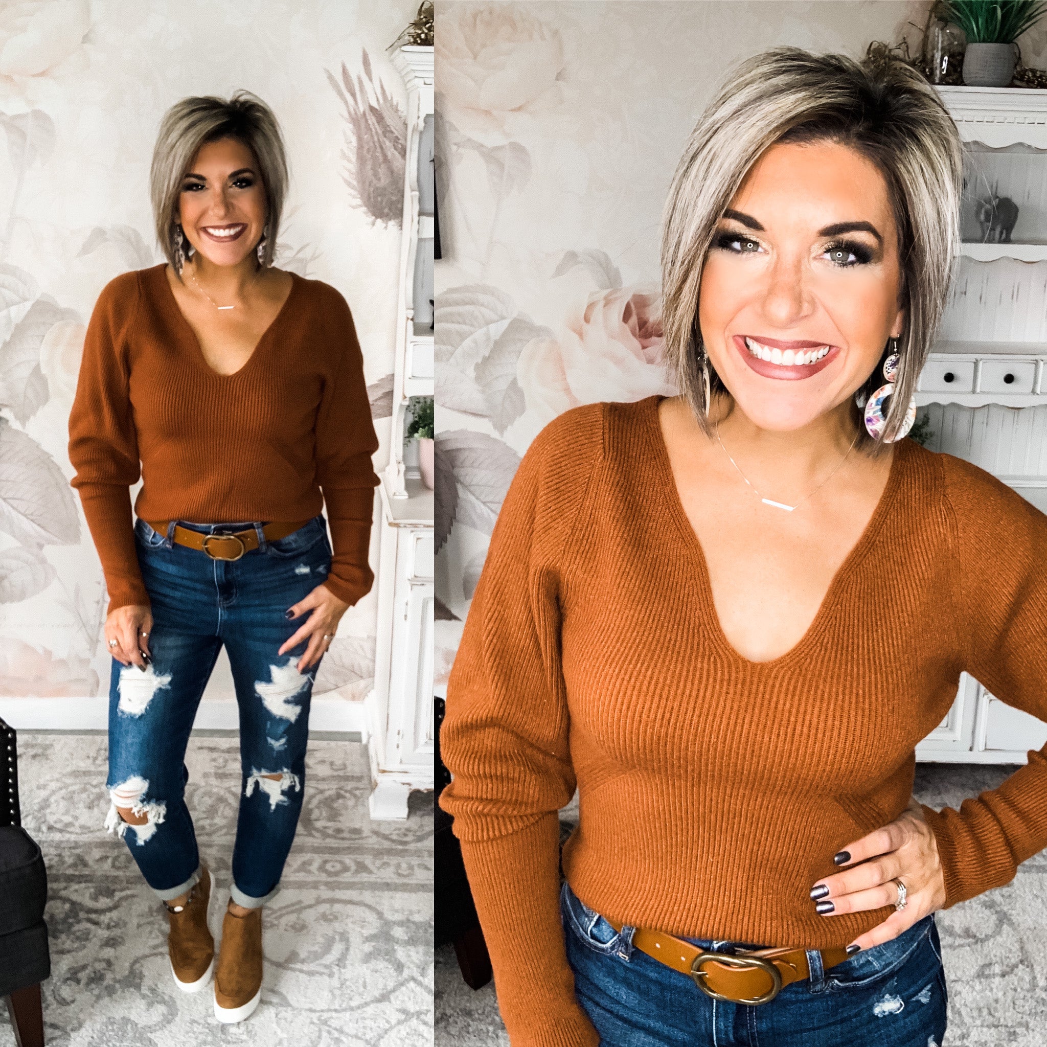 On To Better Days Sweater - Copper