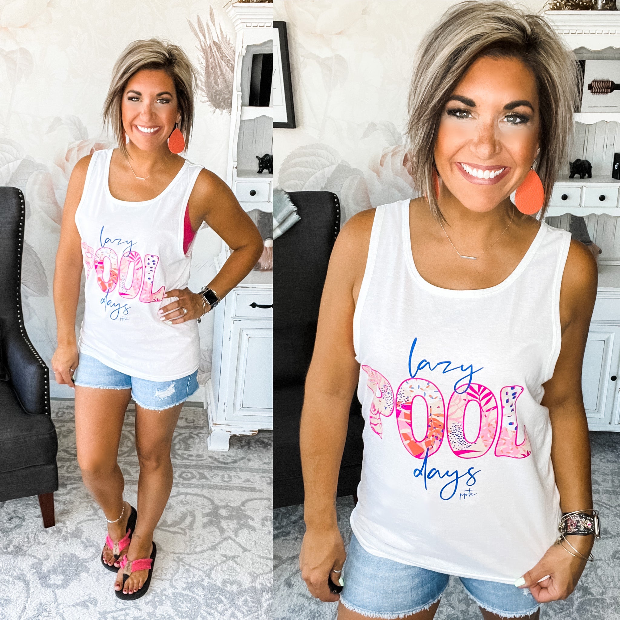 Lazy Pool Days Graphic Tank