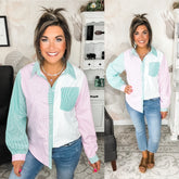 These Are the Days Button Down - Kelly Green/Pink