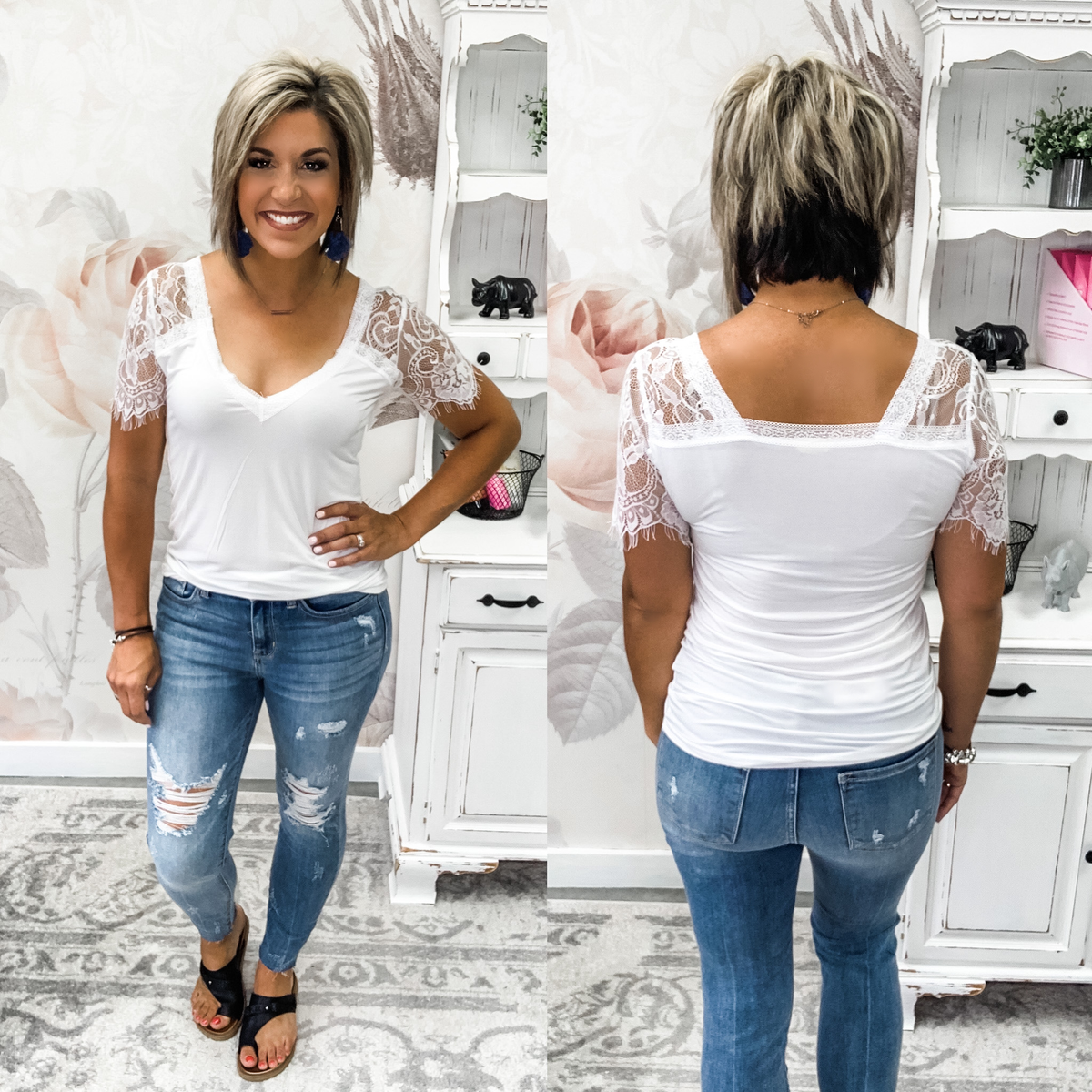 Somebody to Love Lace Sleeve Tee - Ivory