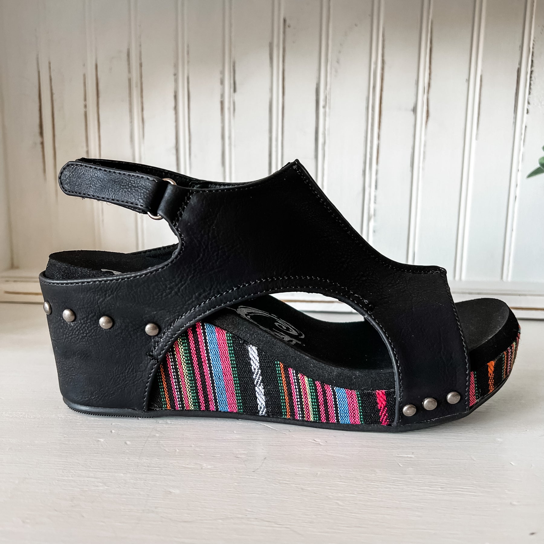 Freedom Wedge Sandals - Black/Pink