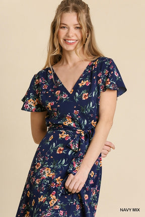 Stay With Me Forever Floral Dress - Navy