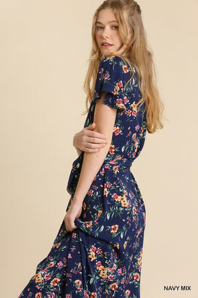 Stay With Me Forever Floral Dress - Navy