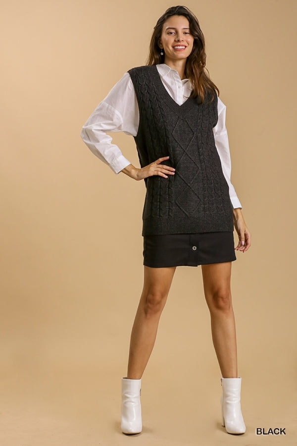 Here We Are Sweater Vest - Black