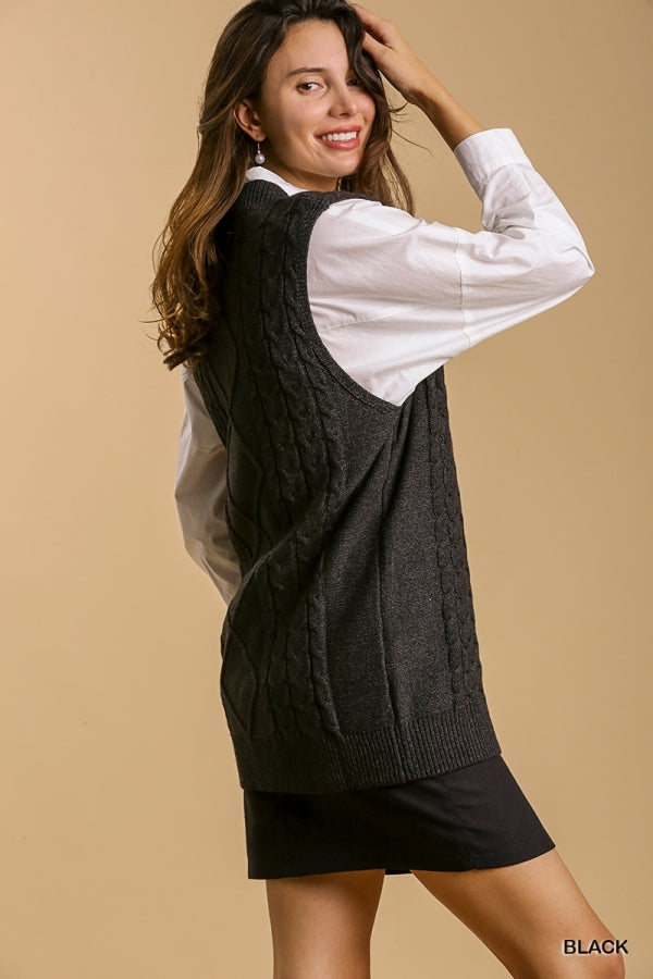 Here We Are Sweater Vest - Black