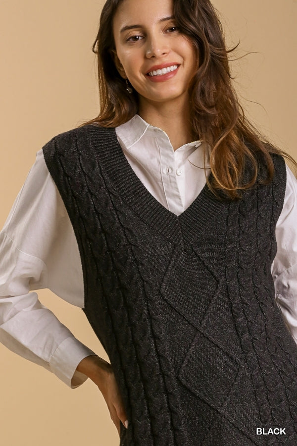 Here We Are Sweater Vest - Black