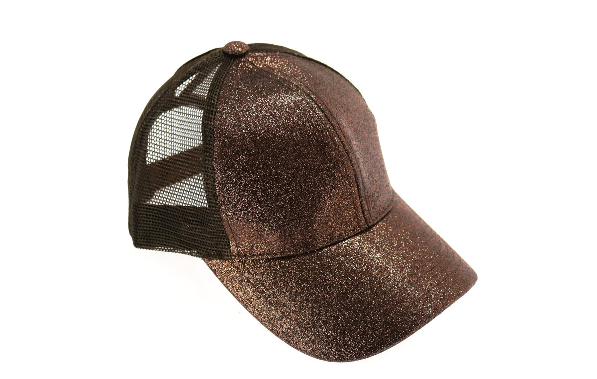 CC Brand - Glitter High Ponytail Ball Cap - Bronze