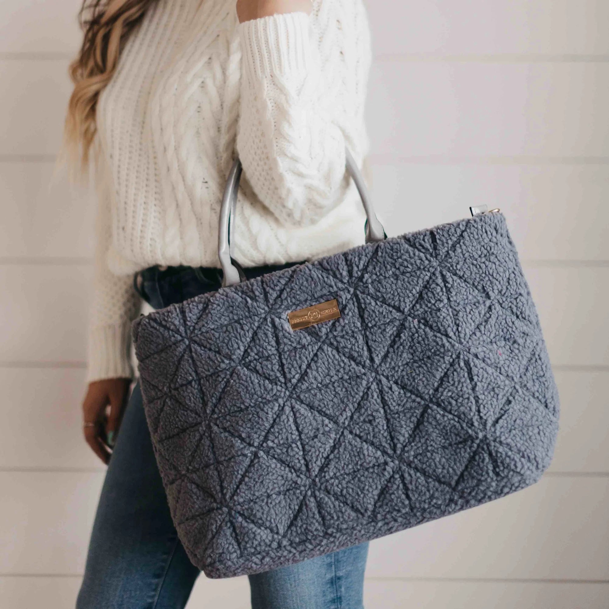 Saylor Sherpa Tote Bag - Steel Gray