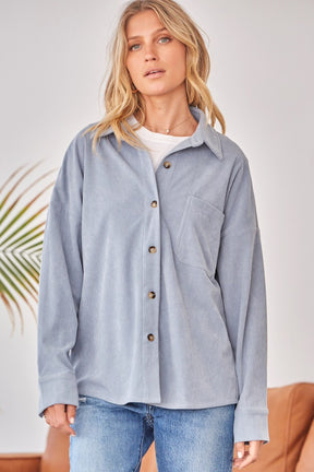 We Go Together Corduroy Button Down - Blue