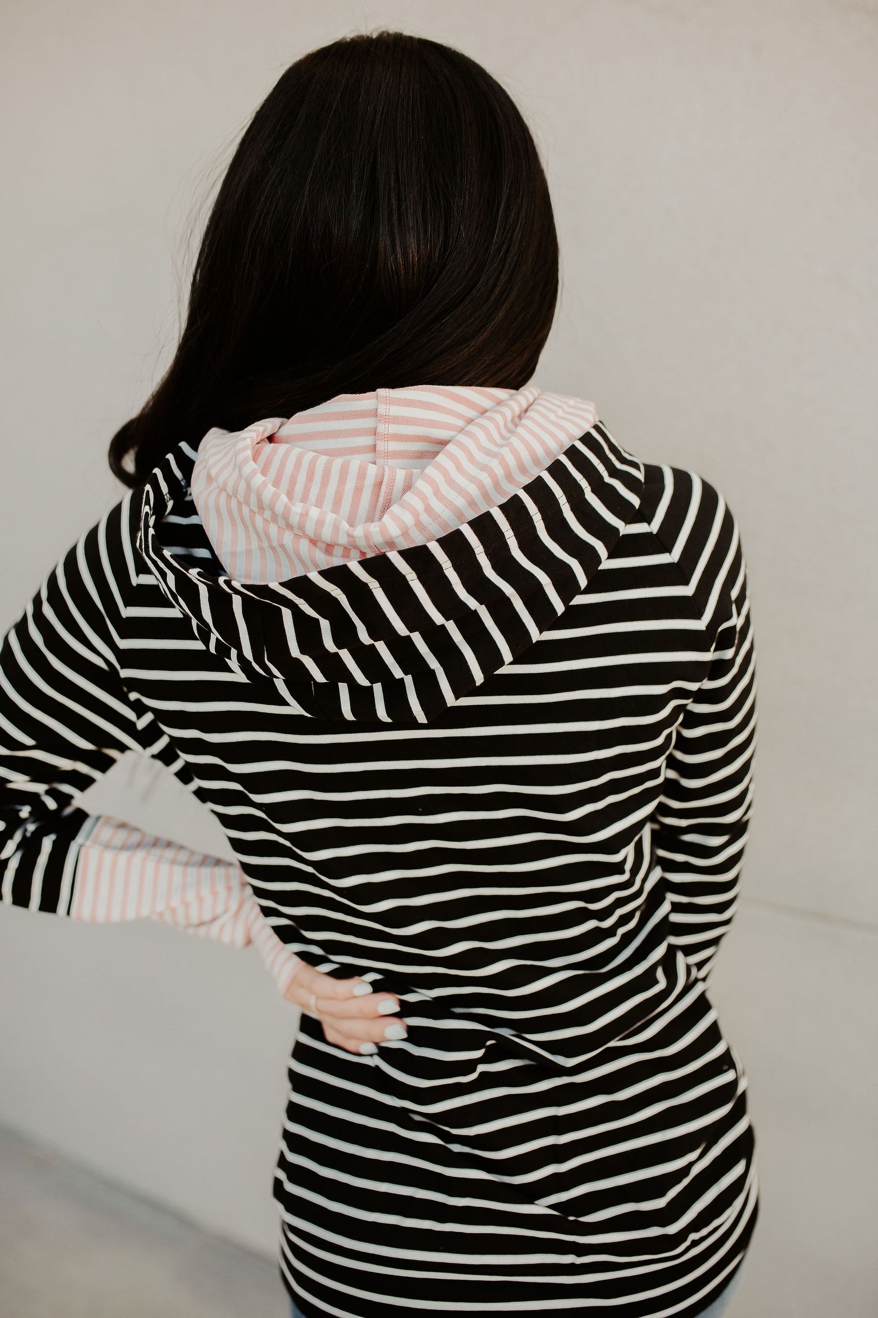 Ampersand Avenue Doublehood™ Sweatshirt - Line It Up Black & Pink