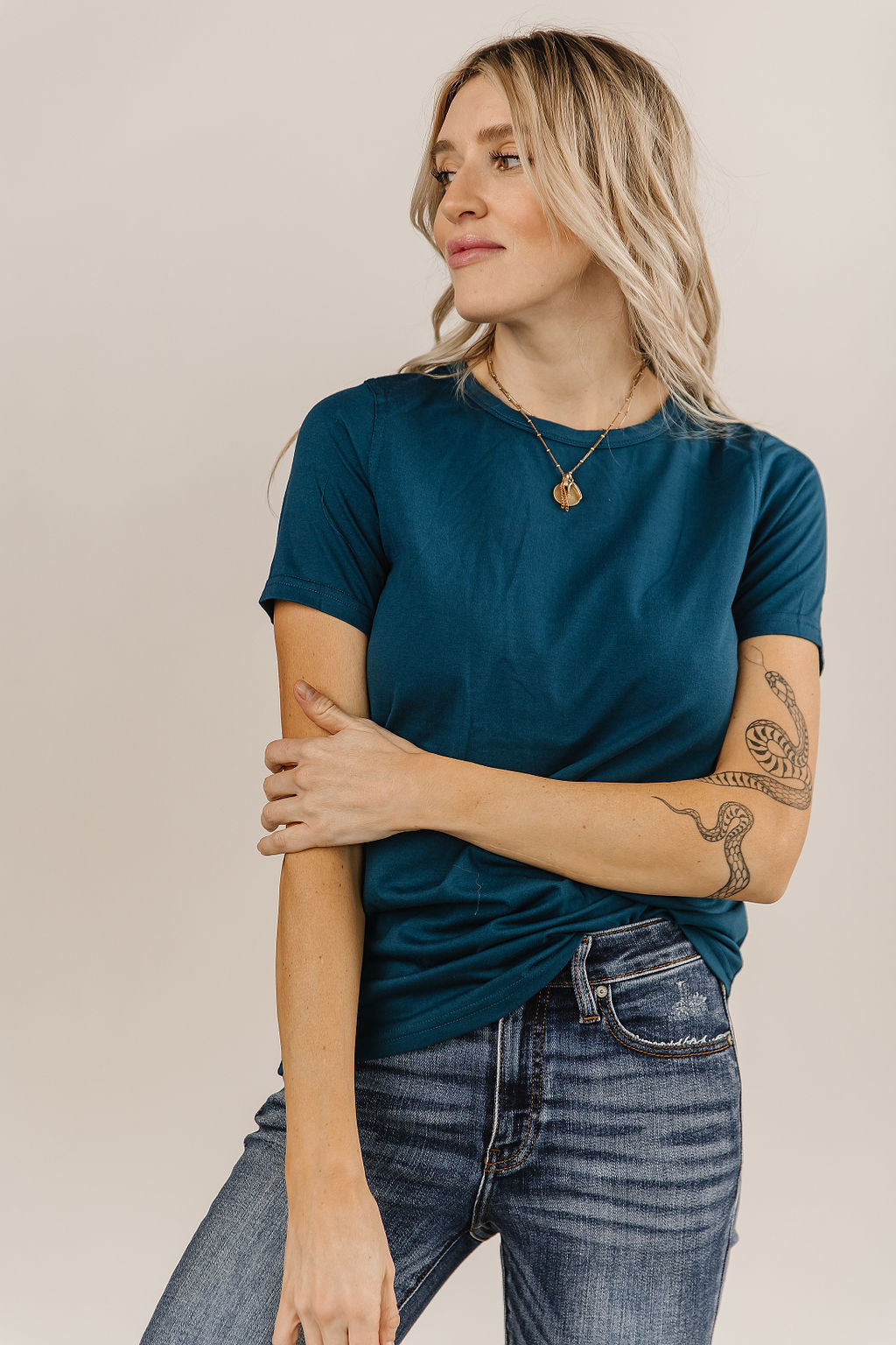 Ampersand Avenue Crew Neck Lulu Tee - Dark Blue