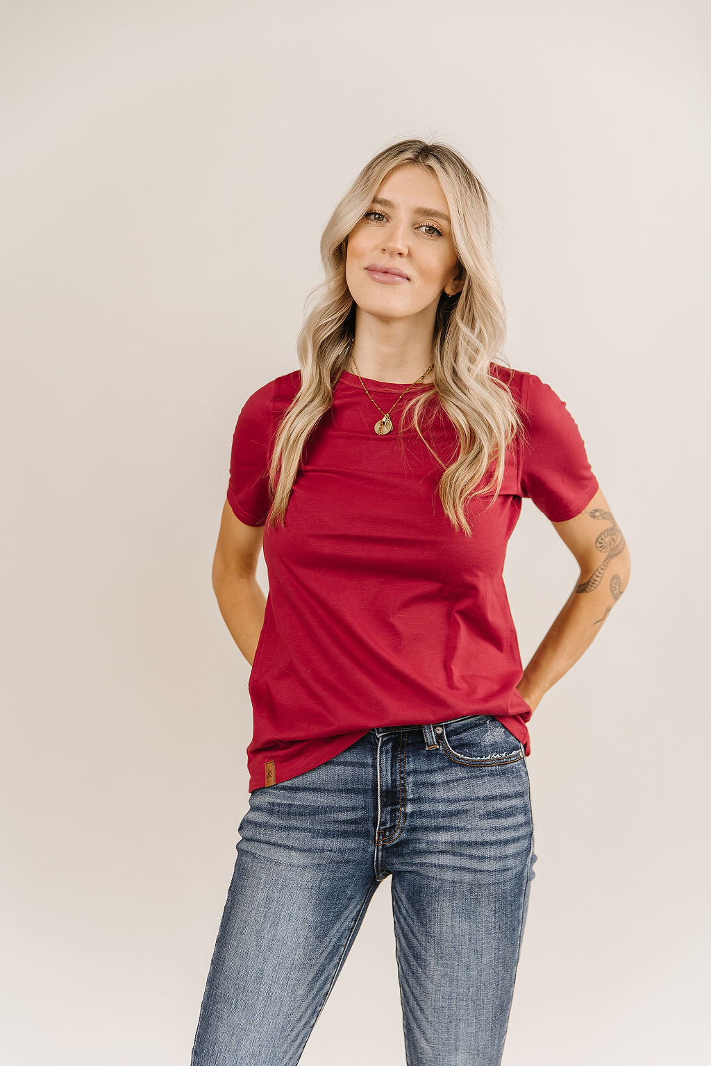 Ampersand Avenue Crew Neck Lulu Tee - Red