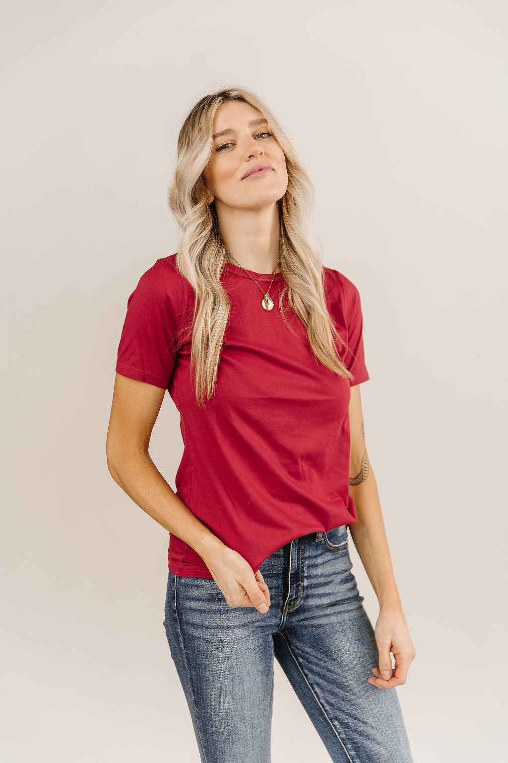 Ampersand Avenue Crew Neck Lulu Tee - Red