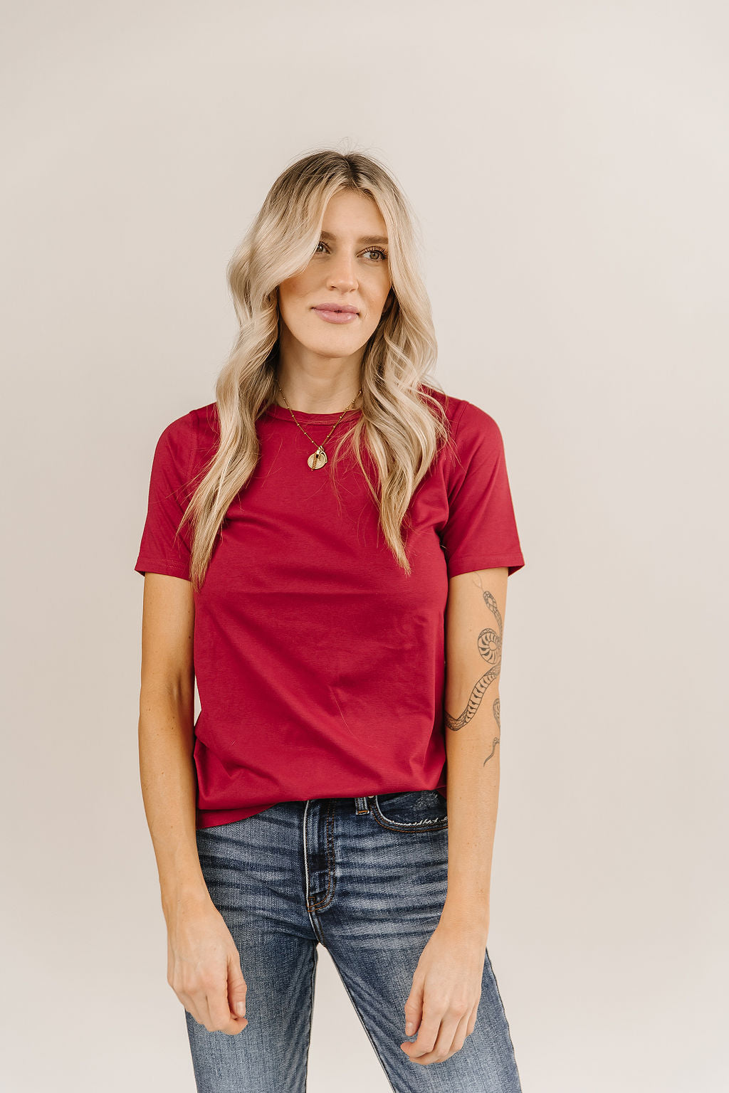 Ampersand Avenue Crew Neck Lulu Tee - Red