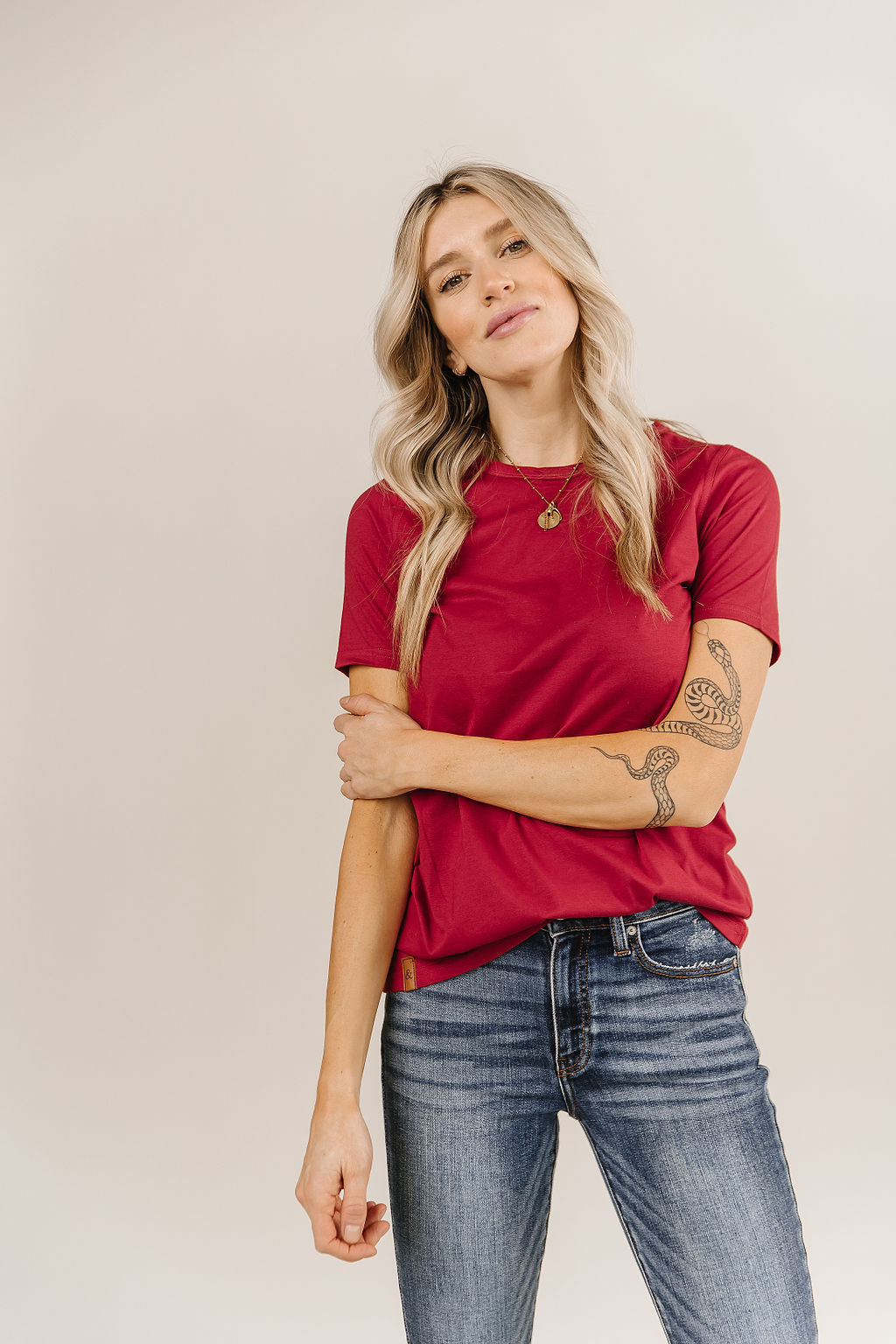 Ampersand Avenue Crew Neck Lulu Tee - Red