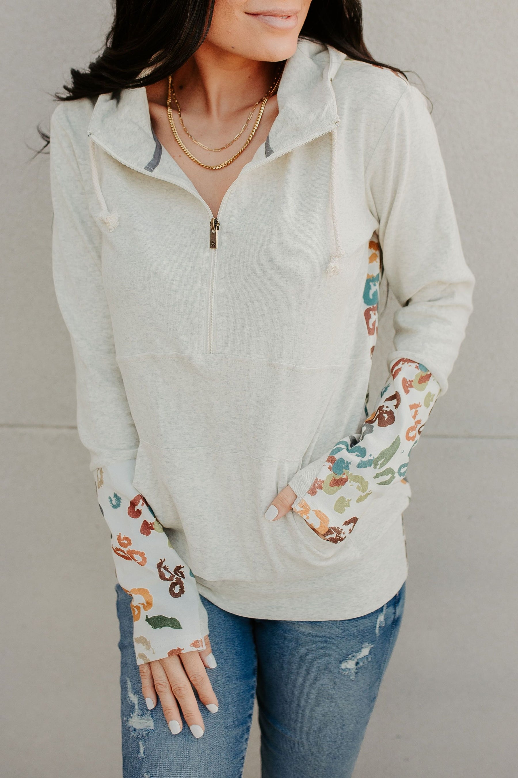 Ampersand Avenue - Halfzip Hoodie Florals & Foliage