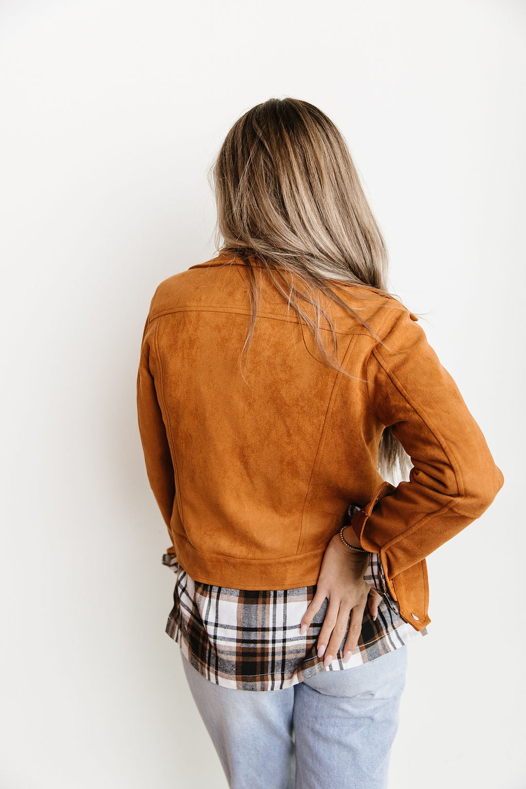 Ampersand Avenue Vegan Suede Moto Jacket - Camel
