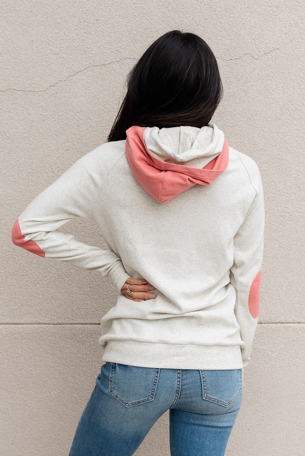Ampersand Avenue Doublehood™ Sweatshirt Ribbed Elbow Patch - I Pink I Love You