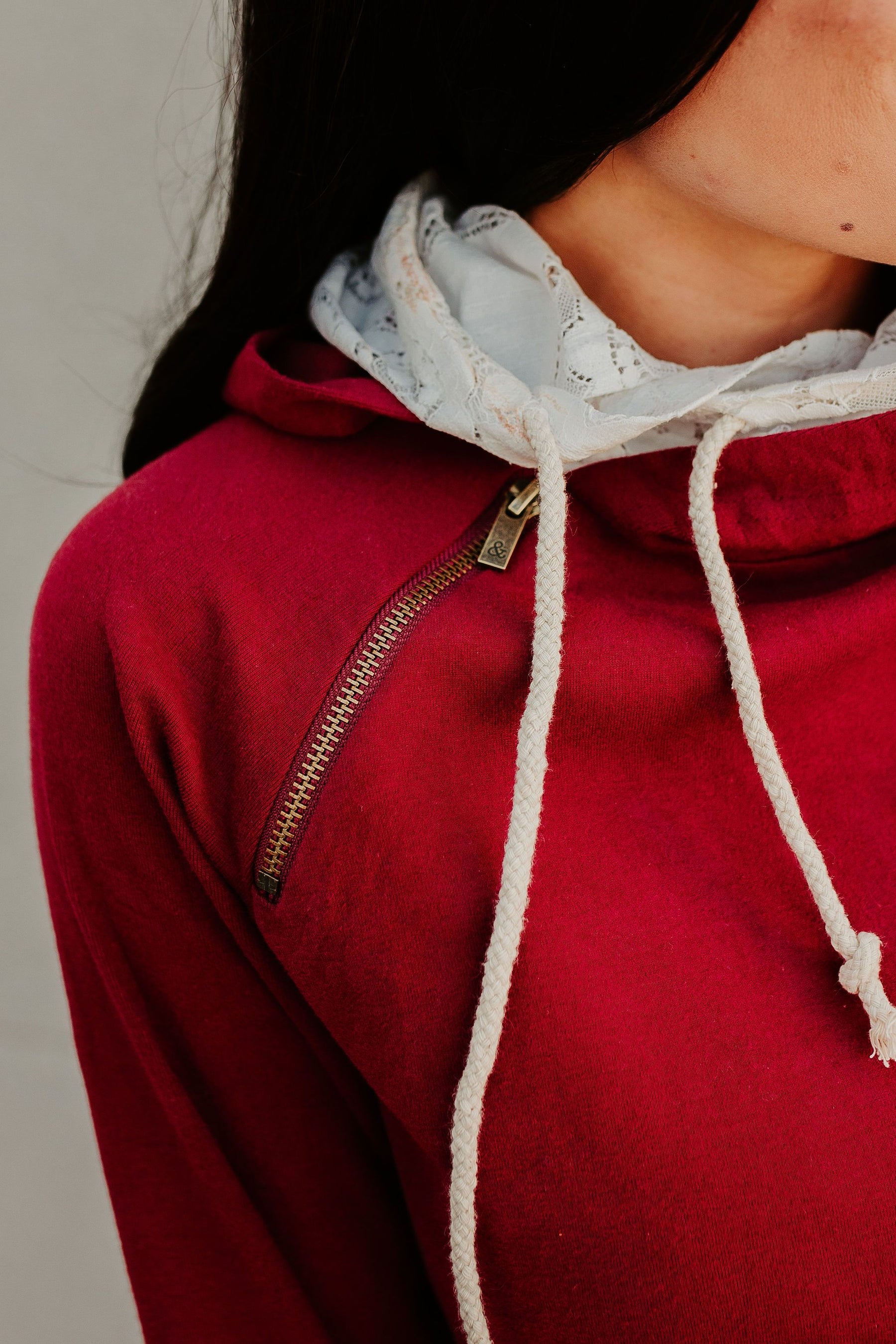 Ampersand Avenue Doublehood™ Sweatshirt - Lovely Lace Burgundy